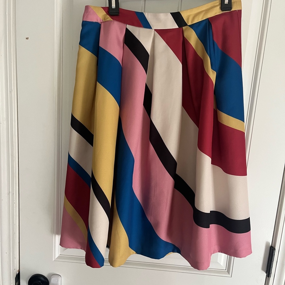 Vibrant Color Block Midi Skirt